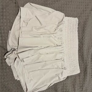 White Pleated Skirt with Elastic Waistband